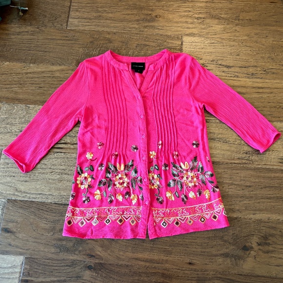 Liv Los Angeles Pink Lightweight Top Embroidery Top Boho Women's Size Sm… - Picture 4 of 11